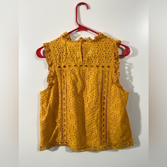 Maeve by Anthropologie Tilly Eyelet Blouse Sz 4 Sunflower Yellow - Picture 4 of 10